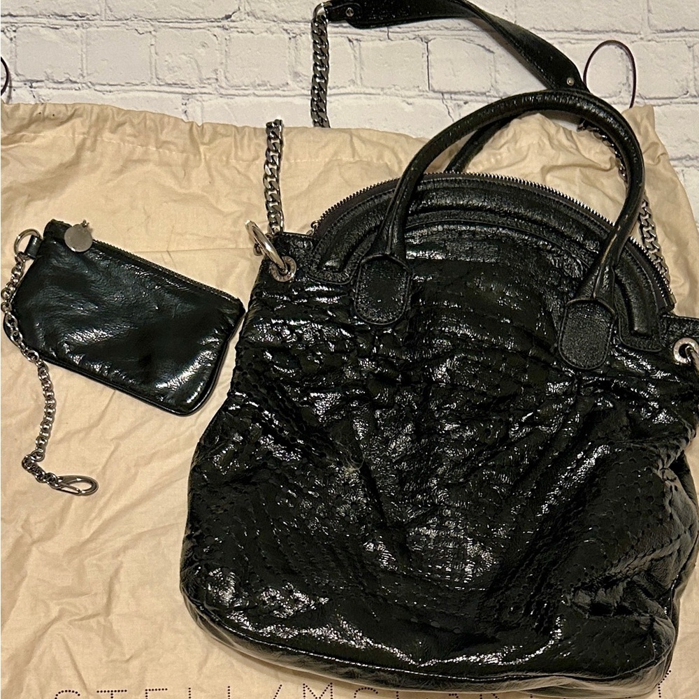 Stella McCartney Vegan Patent Leather Laser Cut Purse W/ Removable Pouch + Dusty